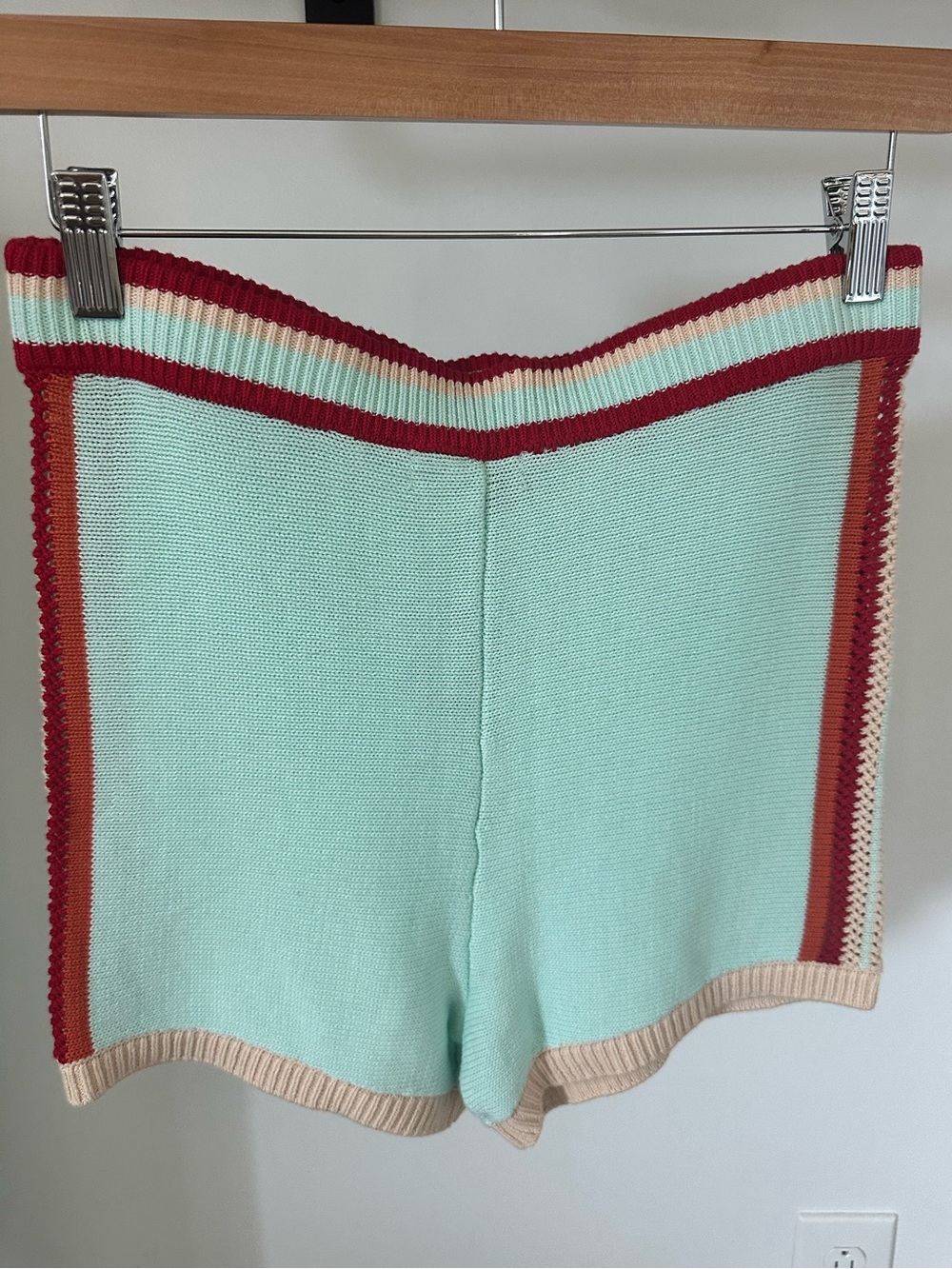 NWT - Celandine Anthropologie High-Waist Knit Sweater Shorts - Mint & Red